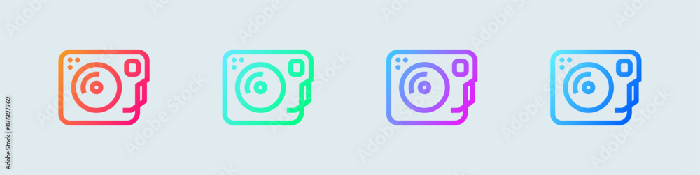 Turntable line icon in gradient colors. Dj signs vector illustration. Turntable line icon in gradient colors. Dj signs vector illustration.