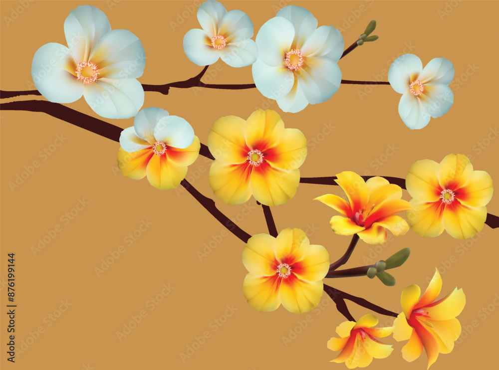 spring yellow and white flowers on light background spring yellow and white flowers on light background