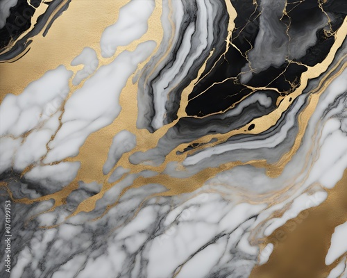 Lluxury white and black with gold vein marble texture background. 