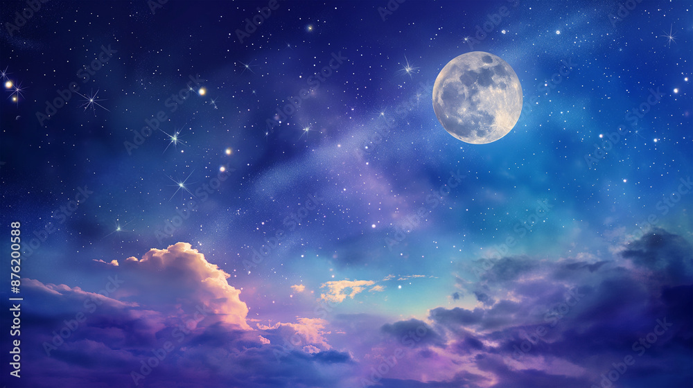 A night sky filled with full moon, game background, mobile game background, Illustration A night sky filled with full moon, game background, mobile game background, Illustration