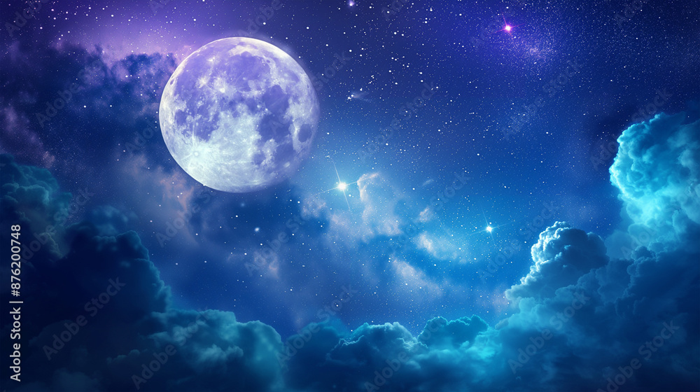 A night sky filled with full moon, game background, mobile game background, Illustration A night sky filled with full moon, game background, mobile game background, Illustration
