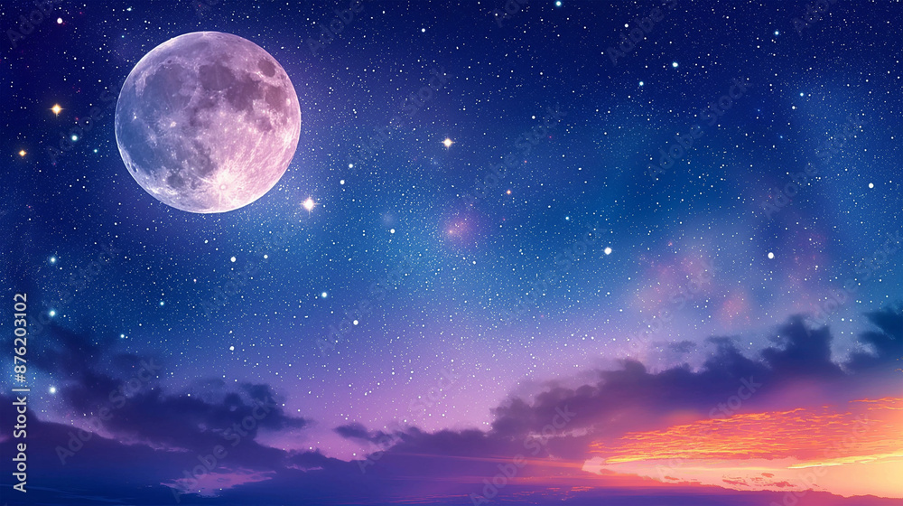 A night sky filled with full moon, game background, mobile game background, Illustration A night sky filled with full moon, game background, mobile game background, Illustration