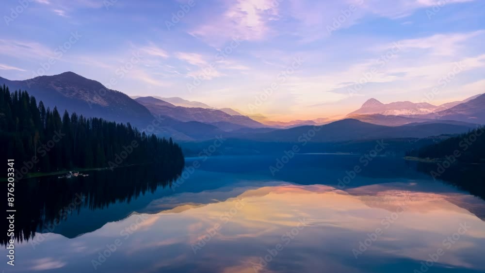 Beautiful sunset on the lake overlooking the mountains Beautiful sunset on the lake overlooking the mountains