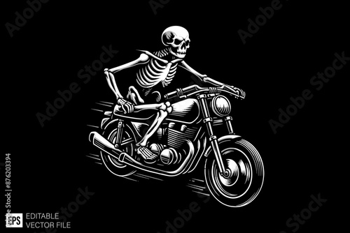 Skeleton riding motorcycle vector graphic design ideas
