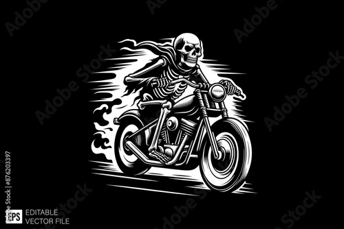 Skeleton riding motorcycle vector graphic design ideas