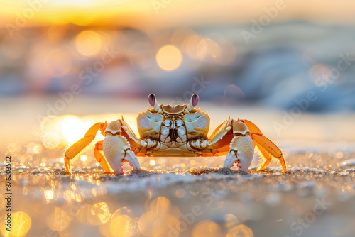 Closeup of crab on the beach