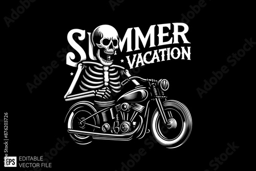 Skeleton riding motorcycle vector graphic design ideas