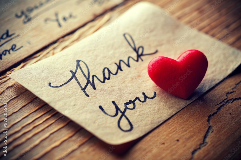 Handwritten phrase thank you with heart (shallow dof) Handwritten phrase thank you with heart (shallow dof)