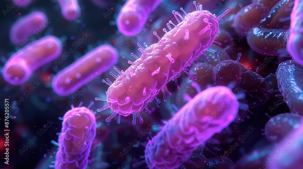germs and microorganisms with bright shades, concept: micro world