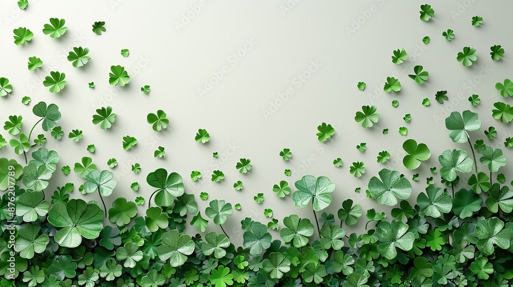 st patricks day vertical banner design,paper cut clover leaves,confetti on white background.stock photo st patricks day vertical banner design,paper cut clover leaves,confetti on white background.stock photo