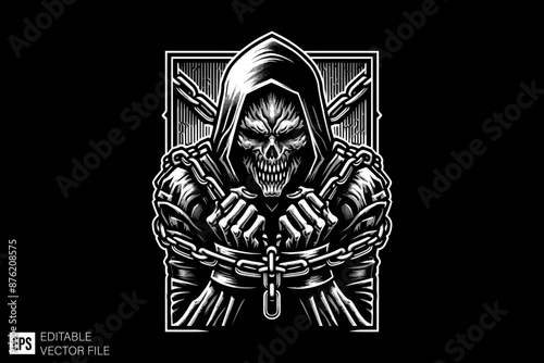 Dark art grim reaper scary illustration graphic design 