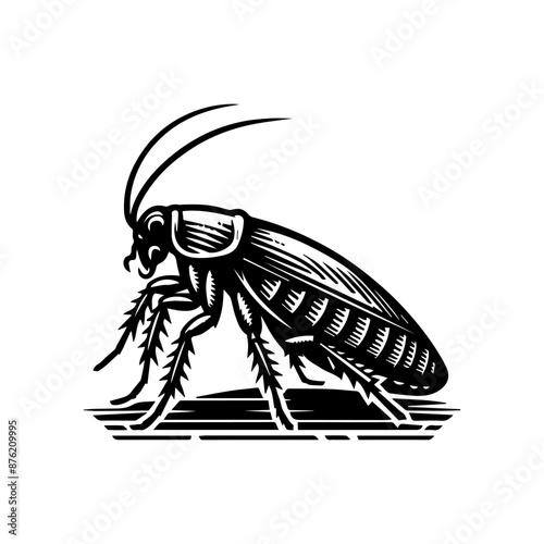 Black and white cockroach logo design. Cockroach logo design vector illustration