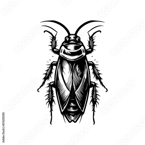 Black and white cockroach logo design. Cockroach logo design vector illustration
