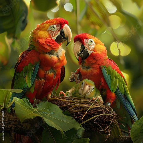 two parrots on a tree photo