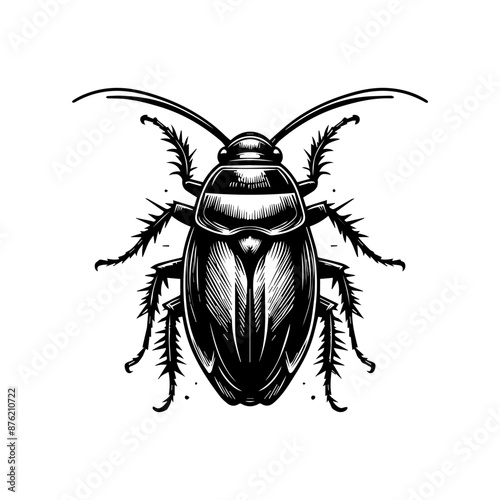 Black and white cockroach logo design. Cockroach logo design vector illustration