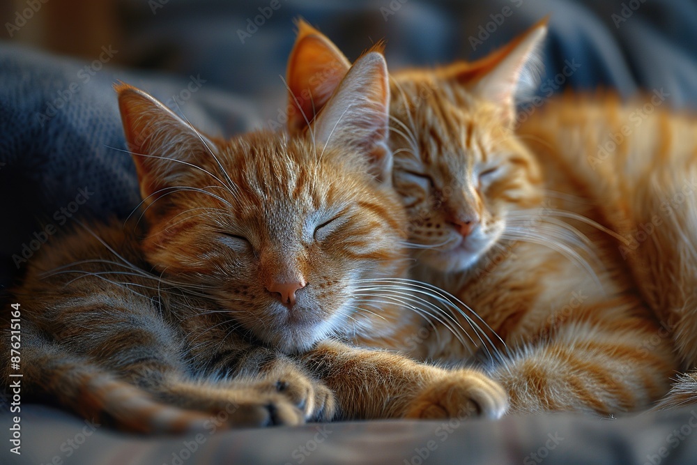 Ginger Cat and Kitten in an Autumn Setting