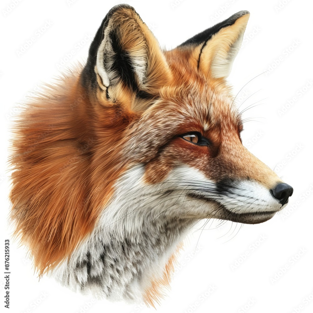 Fototapeta premium Portrait of a Red Fox with Detailed Fur and Intense Gaze