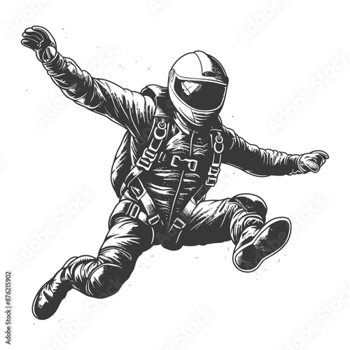 Skydiver in mid-air with arms and legs outstretched