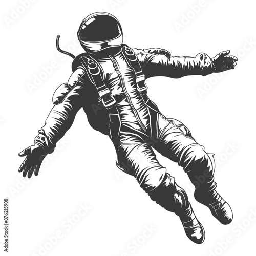 Astronaut floating in the vastness of space, weightless and serene