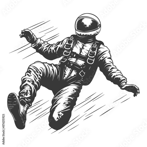 Astronaut in Space Suit Floating in Zero Gravity with Helmet Visor Open