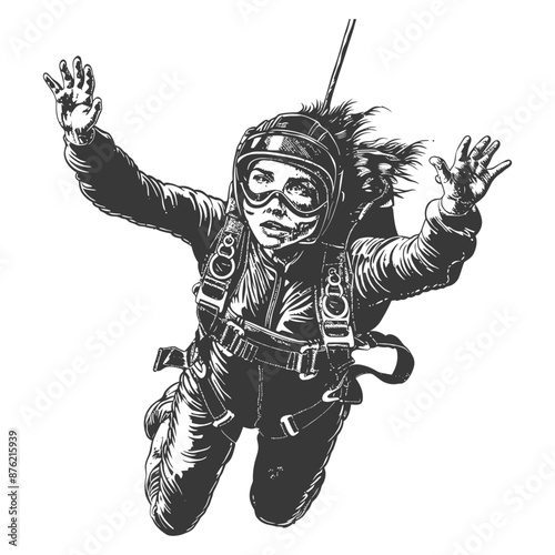 Skydiver in mid-air with arms outstretched