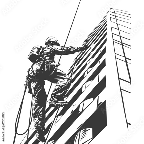 Daring skyscraper climber scales the urban heights with skill and determination
