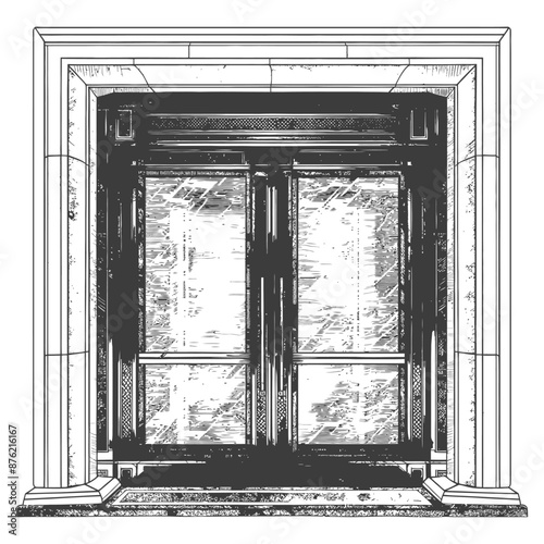 Ornate Double Doorway with Transom and Sidelights