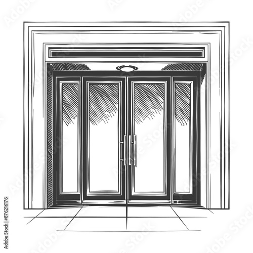 Modern glass door sketch