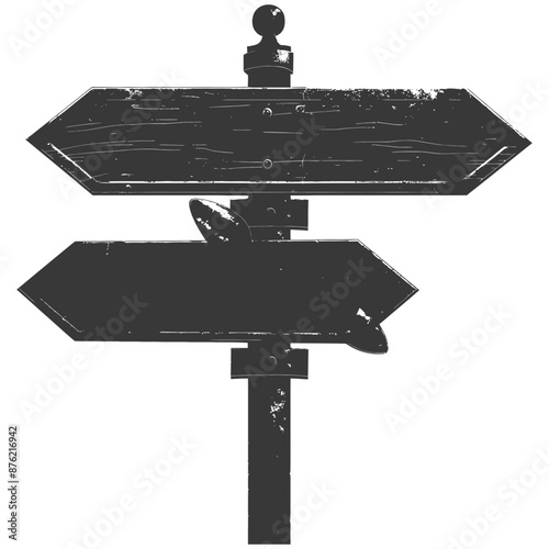 Grunge Wooden Double Arrow Signpost with Bullet Holes