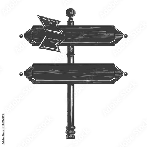 Vintage Wooden Signpost with Broken Arrowhead & Blank Panels