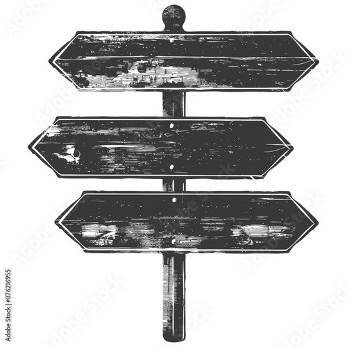 Triple Weathered Wooden Signpost: Blank Rustic Arrows