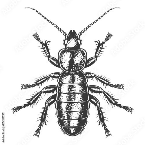 Detailed Vintage Engraved Beetle Illustration
