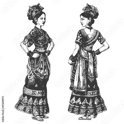 Thai women wearing Chut Thai