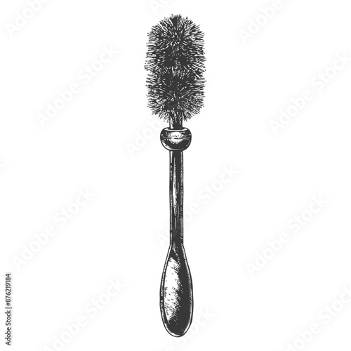 Vintage style vector illustration of a toilet brush