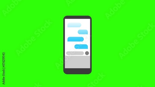 Smartphone chat animation on green background