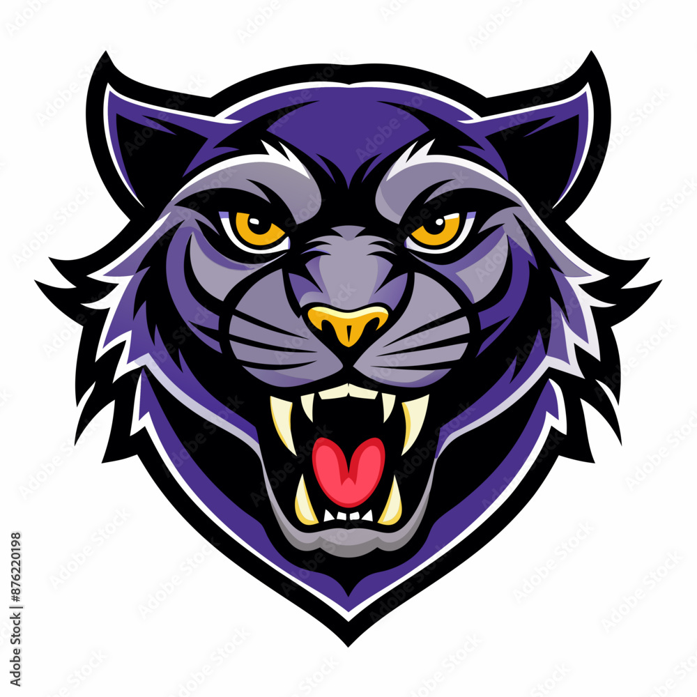 Fototapeta premium Aggressive Black Panther Logo – Minimalist and Dynamic Panther Icon for Professional Branding, Wildlife Conservation, Sports Teams, and Premium Fashion Labels with Bold and Powerful Design