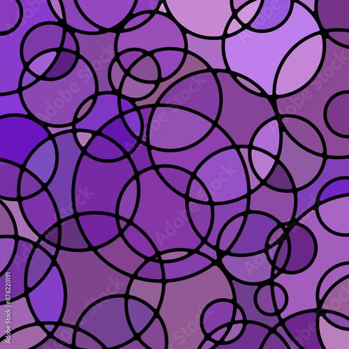 abstract vector stained-glass mosaic background - purple and violet circles