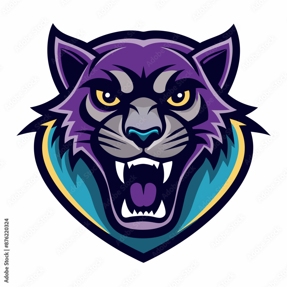 Fototapeta premium Aggressive Black Panther Logo – Minimalist and Dynamic Panther Icon for Professional Branding, Wildlife Conservation, Sports Teams, and Premium Fashion Labels with Bold and Powerful Design