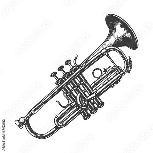 Detailed Hand Drawn Trumpet Sketch