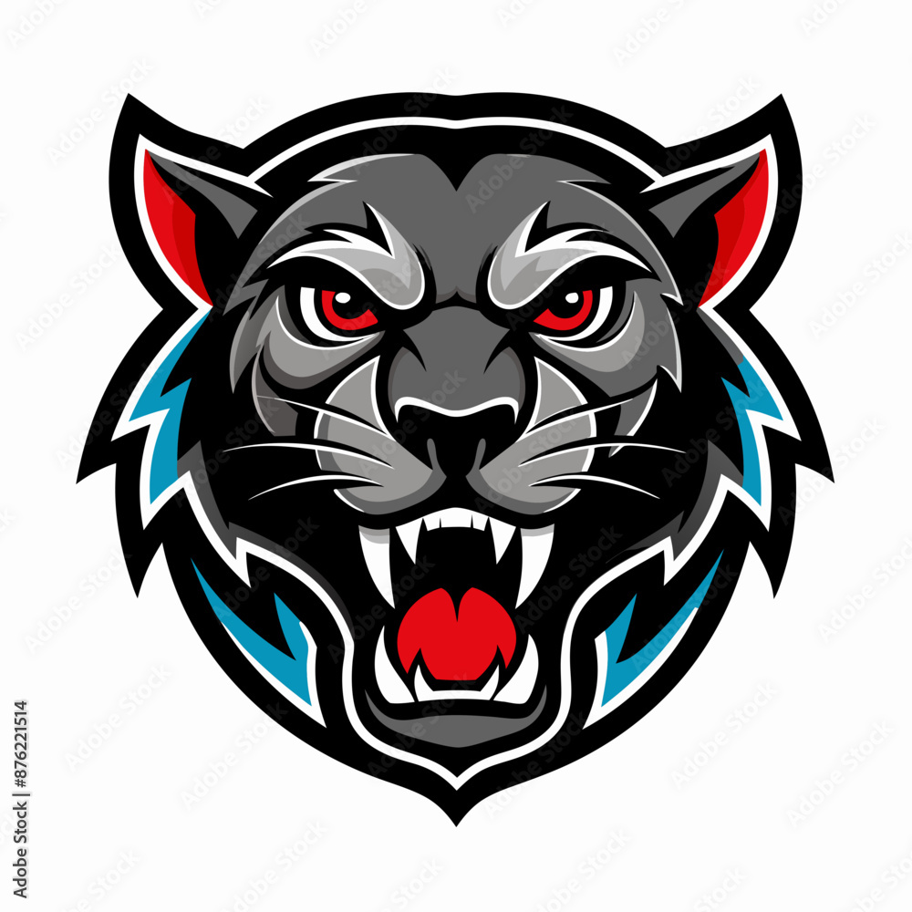 Obraz premium Aggressive Black Panther Logo – Minimalist and Dynamic Panther Icon for Professional Branding, Wildlife Conservation, Sports Teams, and Premium Fashion Labels with Bold and Powerful Design