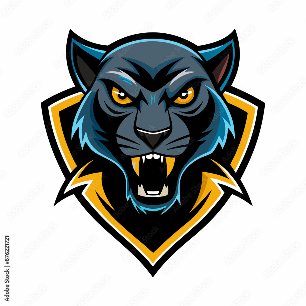 Obraz premium Aggressive Black Panther Logo – Minimalist and Dynamic Panther Icon for Professional Branding, Wildlife Conservation, Sports Teams, and Premium Fashion Labels with Bold and Powerful Design