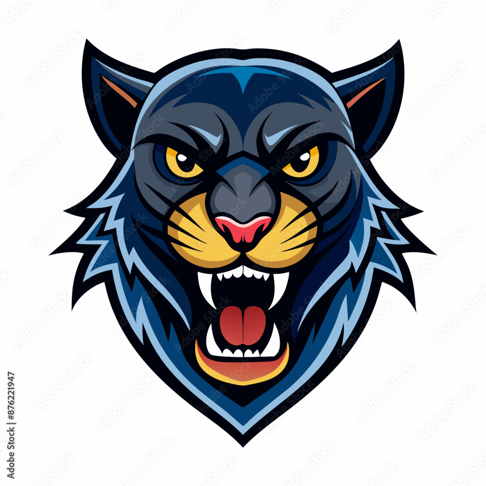 Obraz premium Aggressive Black Panther Logo – Minimalist and Dynamic Panther Icon for Professional Branding, Wildlife Conservation, Sports Teams, and Premium Fashion Labels with Bold and Powerful Design