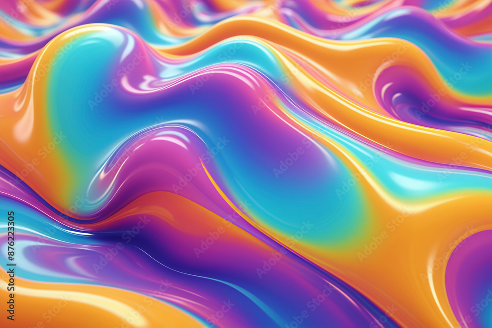 Obraz premium Abstract color liquid background Holographic surface reflection background