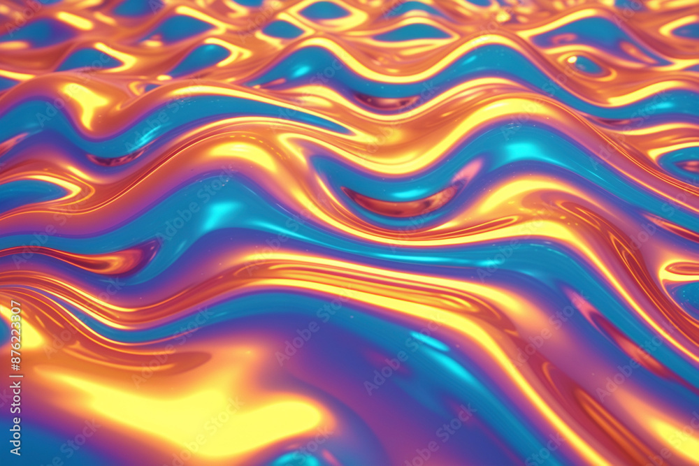 Obraz premium Abstract color liquid background Holographic surface reflection background