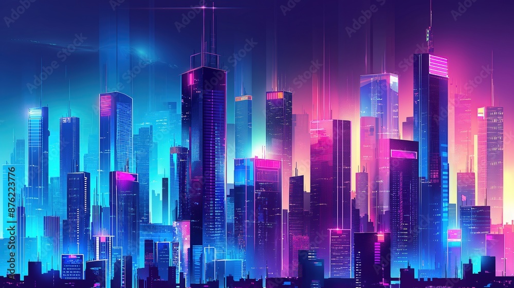 Aerial view of a futuristic cyberpunk city in the day, 3d illustration Aerial view of a futuristic cyberpunk city in the day, 3d illustration