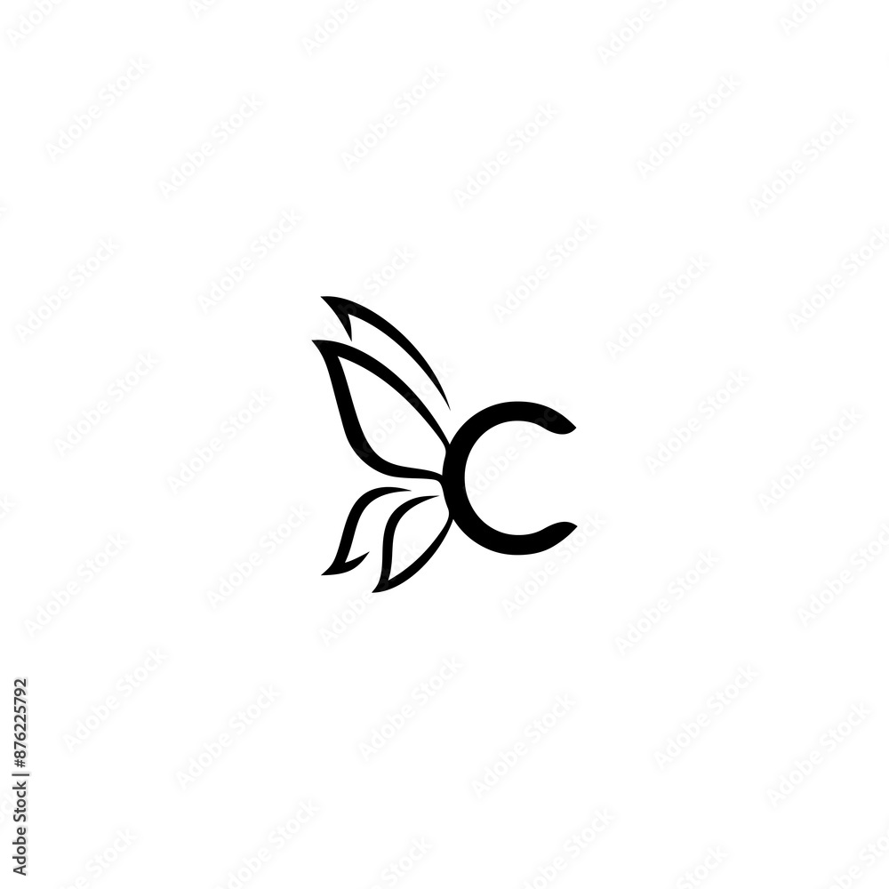 Fototapeta premium concept of letters combined with butterfly wings in a black color model