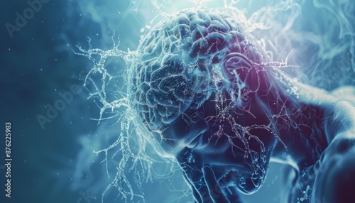realistic human suffering from mental illness because of mitochondria dysfunction and lack of energy to the brain