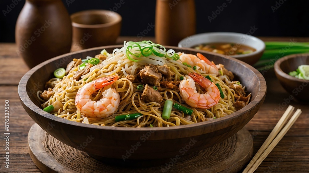 pansit tuguegarao tuguegarao specialty pancit made wi Filipino dish served aesthetically in wooden plate and table pansit tuguegarao tuguegarao specialty pancit made wi Filipino dish served aesthetically in wooden plate and table