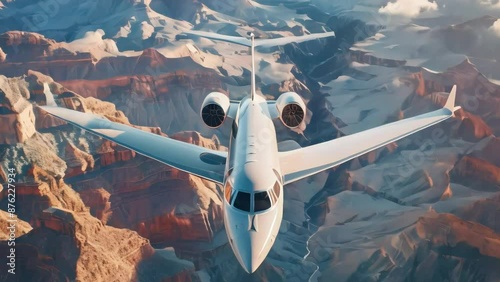 Airplane landing at sunset, Airplane taking off from the airport, plane in mid-flight, Aerial view of private jet flying over white clouds on a sunny day, footage, 4k footage, videos, video clip, slow
