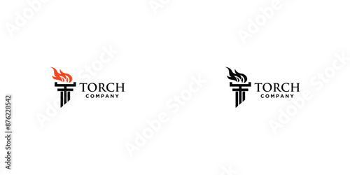 Simple torch logo design with modern style , premium vector